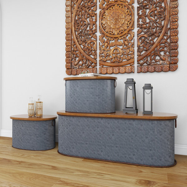 Gracie Oaks Corrugated Metal Box Set & Reviews Wayfair